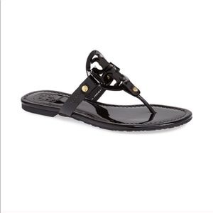 Tory Burch Miller Sandals (Patent Black) 5.5